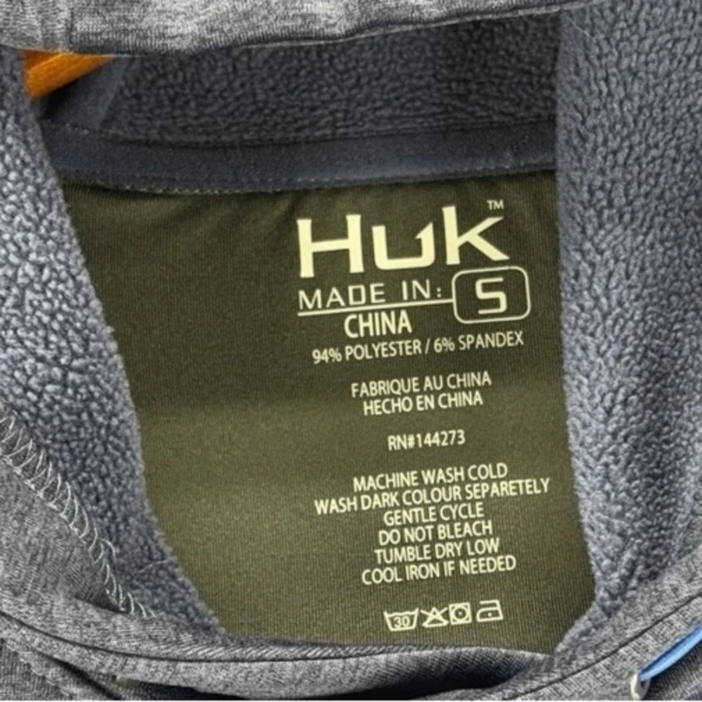 Huk Fishing Hoodie Heather Blue Performance Fleece Pullover Sweatshirt Outdoor S - Picture 3 of 12